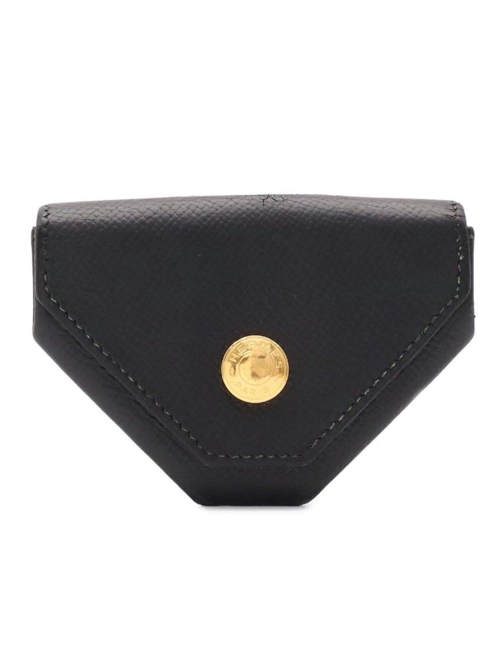Hermes le Vanquatre Coin Purse Courchevel Leather Black Gold